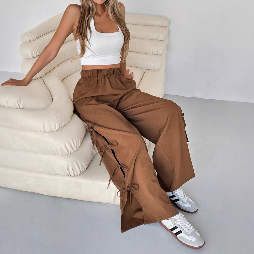Damen weite Freizeithose mit seitlichen Schnürdetails R&B