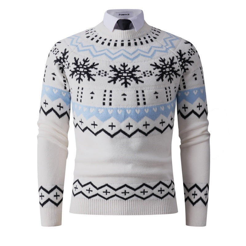 Herren modischer Strickpullover mit kreativem Schneemuster R&B