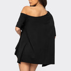 Damen Weit geschnittenes Off-Shoulder T-Shirt R&B