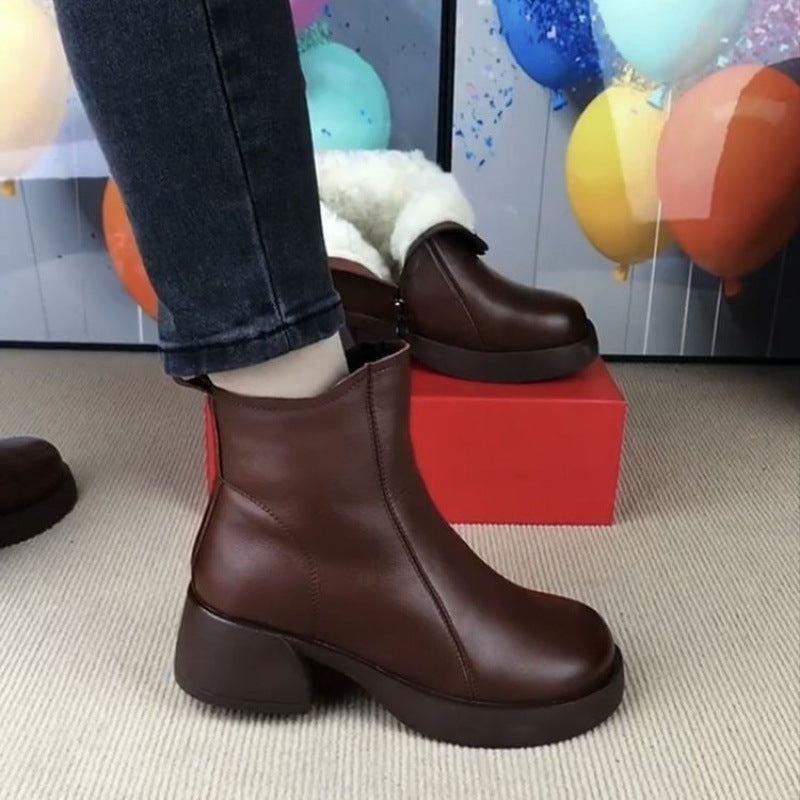 Damen Komfortable Stiefeletten mit warmem Innenfutter und rutschfestem Absatz R&B