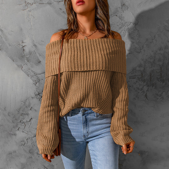 Damen Off-Shoulder Strickpullover R&B