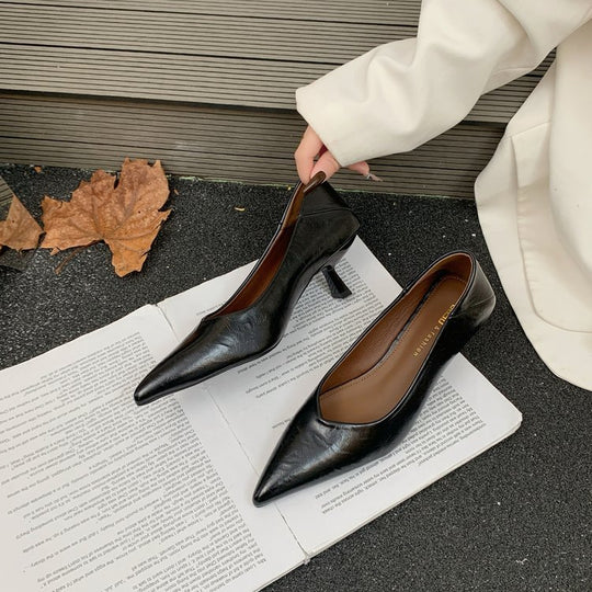 Damen elegante Slingback-Pumps mit spitzem Design und modischem Blockabsatz R&B