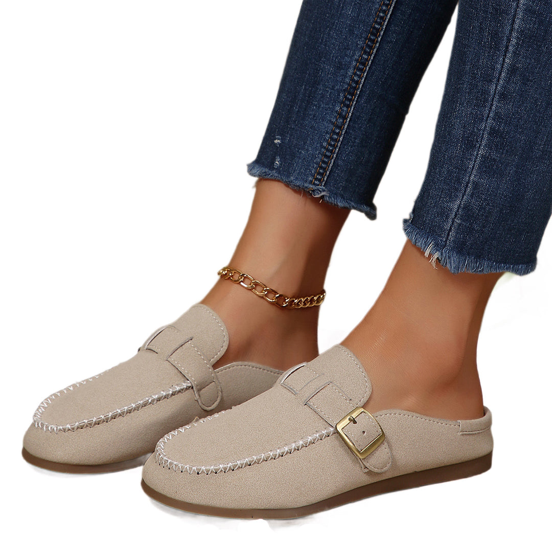 Damen Mokassin-Sandalen mit dekorativem Schnallen-Design R&B