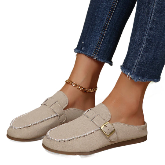 Damen Mokassin-Sandalen mit dekorativem Schnallen-Design R&B