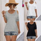 Damen Off-Shoulder Oberteil mit modernen Cut-Out-Details und lässigem Schnitt R&B