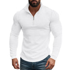 Herren eleganter Stehkragenpullover mit Reißverschluss und strukturiertem Design R&B