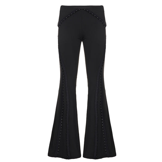 Damen Flared-Leggings mit dekorativen Nieten R&B