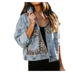 Damen Jeansjacke mit Leo-Print
