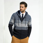 Herren Designermantel mit Kapuze und strukturiertem Strickmuster R&B