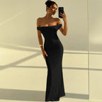 Damen Elegantes Off-Shoulder Maxikleid mit figurbetontem Schnitt R&B