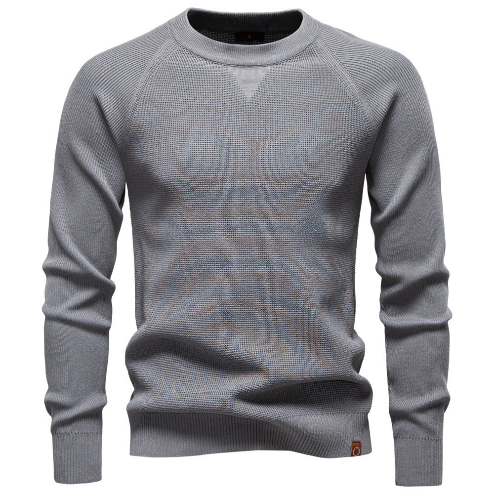 Herren nan mitteldicker Struktur-Strickpullover mit Raglanärmeln und Rippenbündchen R&B
