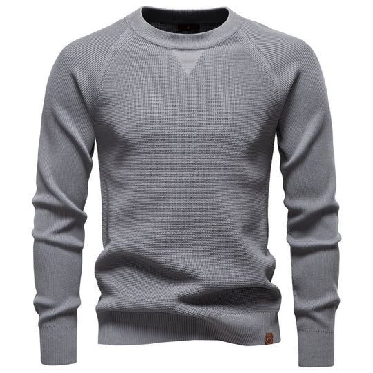 Herren nan mitteldicker Struktur-Strickpullover mit Raglanärmeln und Rippenbündchen R&B