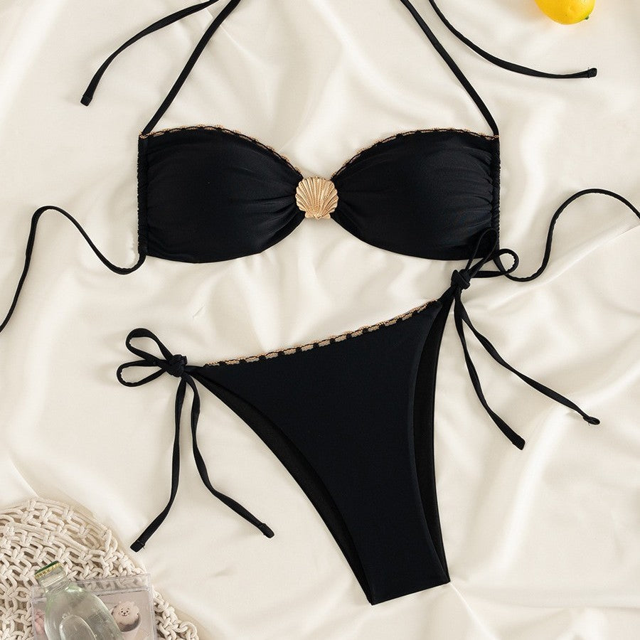 Damen Eleganter Bikini mit goldenen Akzenten R&B