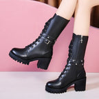 Damen Chunky Schnürstiefel mit modernem Design und robustem Blockabsatz R&B