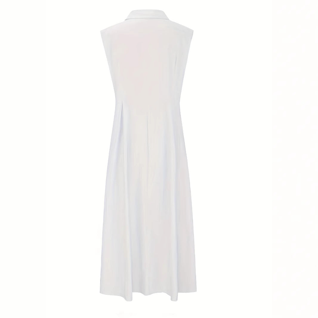 Damen Sommerliches Maxi-Kleid mit Knopfleiste und ärmellosem Design R&B