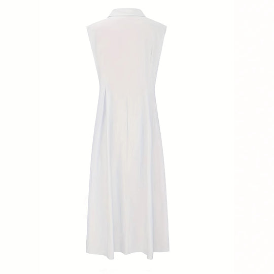 Damen Sommerliches Maxi-Kleid mit Knopfleiste und ärmellosem Design R&B