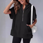 Damen Lässiger Kapuzenpullover mit Reißverschluss und praktischen Taschen R&B