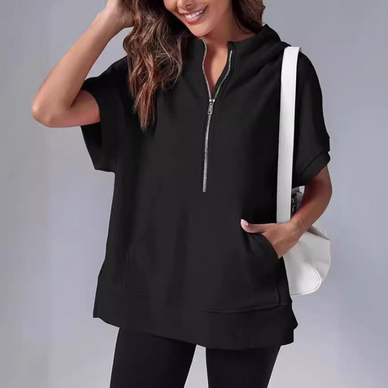 Damen Lässiger Kapuzenpullover mit Reißverschluss und praktischen Taschen R&B
