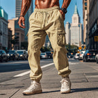 Herren lässige Cargo-Hose mit praktischen Seitentaschen und elastischem Bund R&B