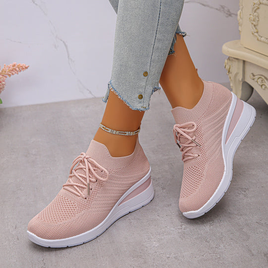 Damen Sportliche Wedge-Sneaker mit atmungsaktivem Mesh-Obermaterial und rutschfester Sohle R&B