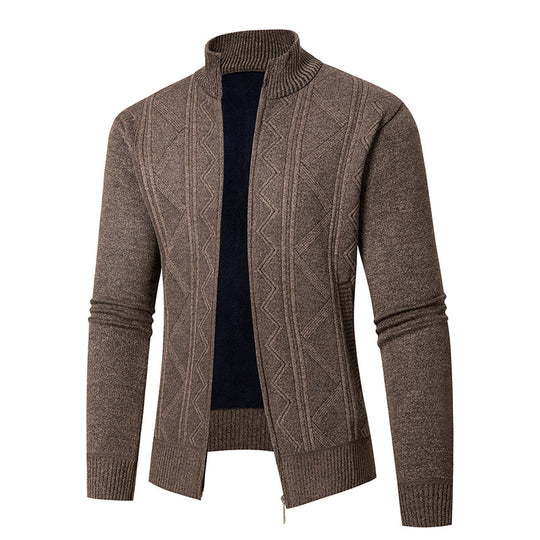 Herren Strickjacke mit eleganten Mustern und modernem Stehkragen R&B