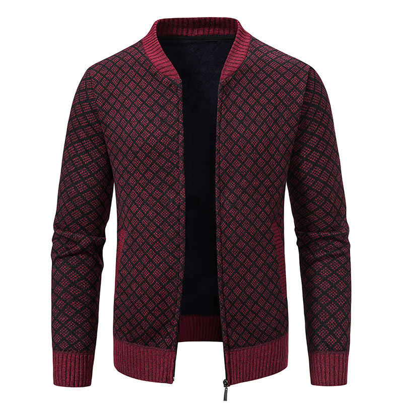Herren Urbaner Strickjacke mit asymmetrischem Reißverschluss, hohem Kragen und modernen Details