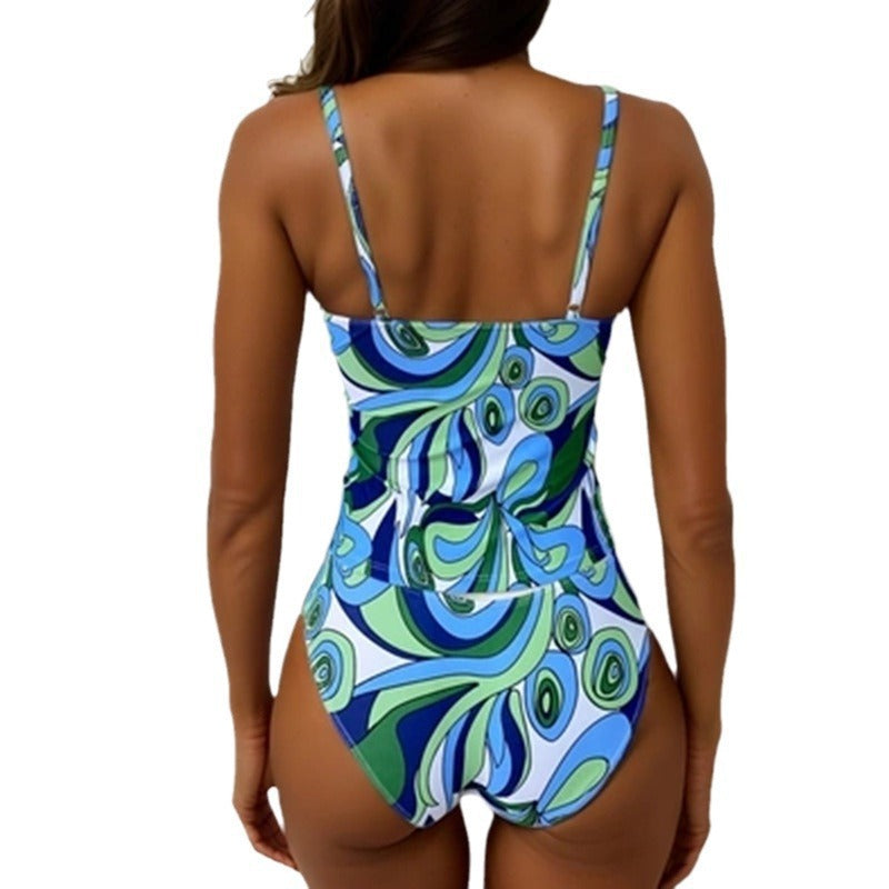 Damen Einteiliger Badeanzug mit floralem Design und Rüschendetails R&B