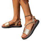 Damen sommerliche Sandalen mit verstellbarem Riemen und bequemer Sohle R&B