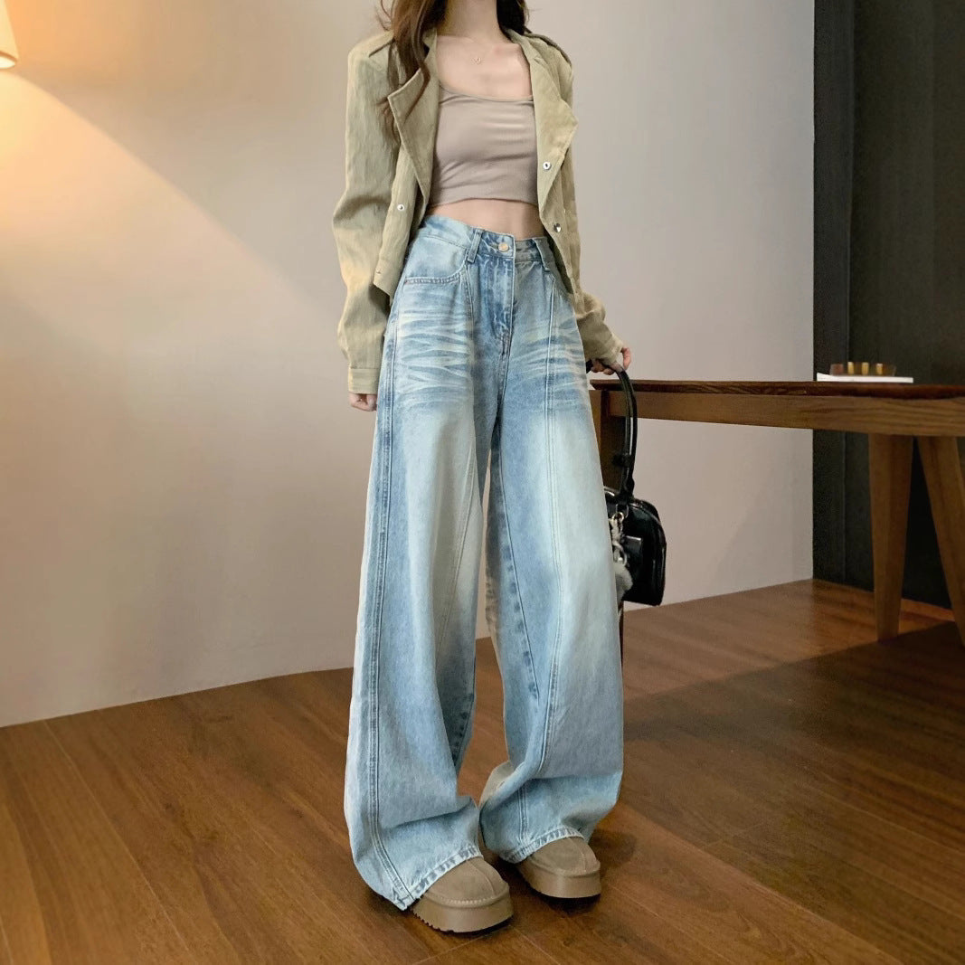 Damen Weite High-Waist Jeans im modernen Distressed-Design R&B