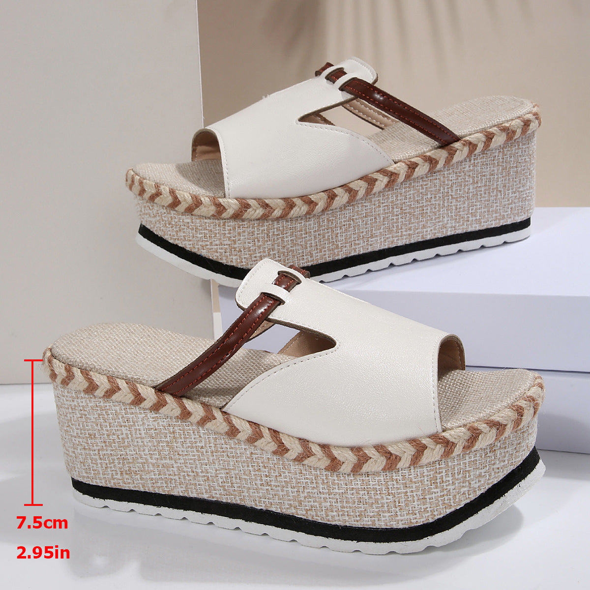Damen Wedge-Pantoletten mit gR&Brochenem Riemendesign und komfortabler Korkfußbettung R&B