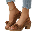 Damen elegante Plateau-Sandalen mit floralem Dekor R&B