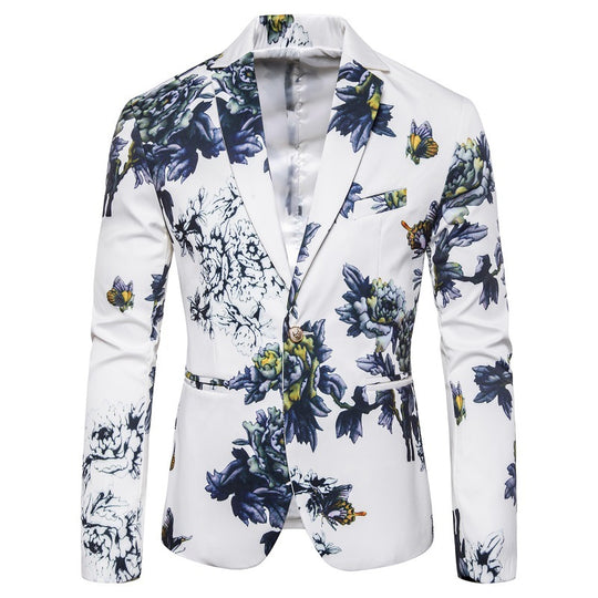 Herren eleganter Blazer mit floralen Mustern und strukturiertem Design R&B