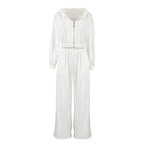 Damen lässiger Kapuzenpullover mit hohem Bund und weiten Hosen R&B