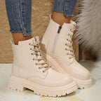 Damen Schnürboots mit robustem Profil und modischem Reißverschluss R&B