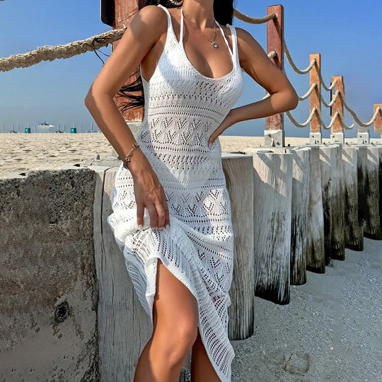 Damen lässiges Häkel-Strandkleid R&B