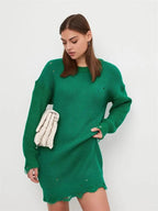 Damen Oversized Strickpullover mit einzigartigem Lochmuster und Rippenstruktur R&B