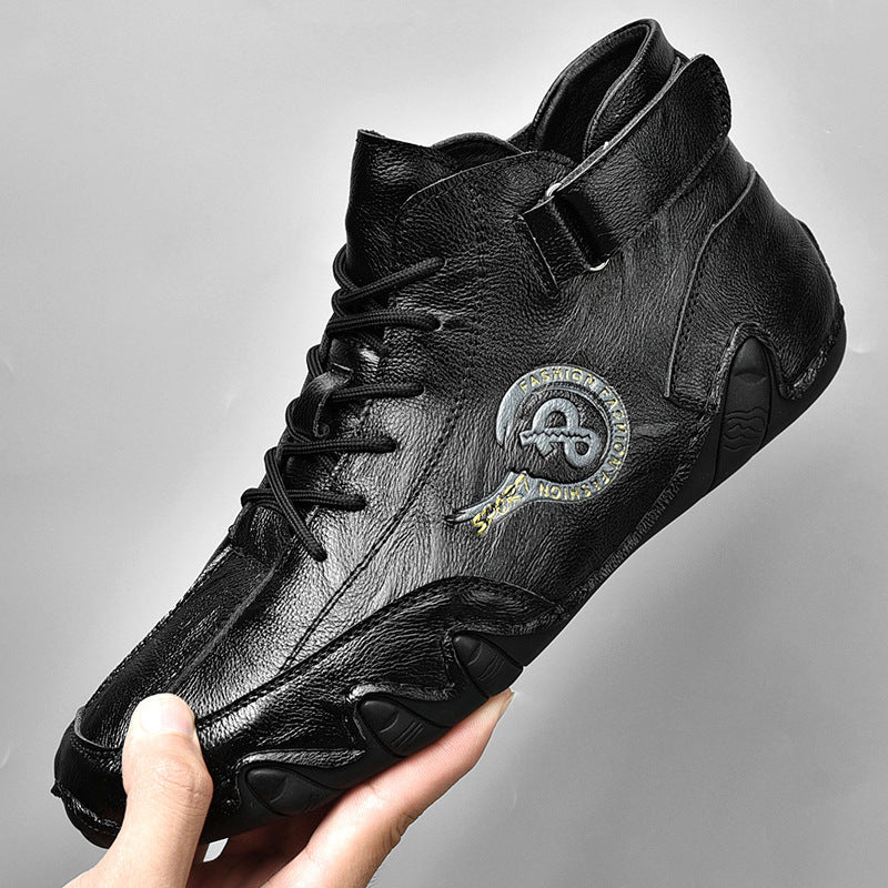 Herren Hochwertige Leder-Sneaker mit rutschfester Sohle und gepolstertem Knöchel R&B