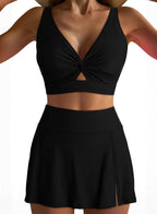 Damen Sportliches Bikini-Set mit modischem Wickeltop und schickem Rock R&B