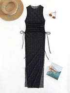 Damen Maxikleid mit taillierter Silhouette und elastischen Bindändern