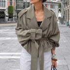 Damen Modische Oversized-Jacke mit Bindegürtel und raffinierter Schnittführung R&B
