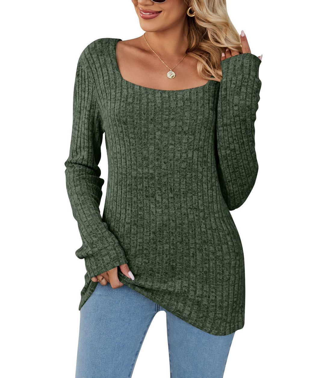 Damen lässiger Strickpullover mit weitem Schnitt und modernem Rippenmuster R&B