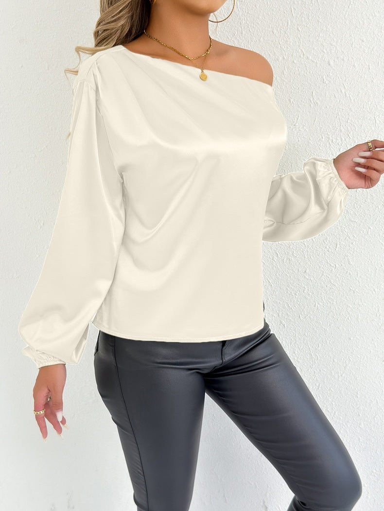 Damen elegante Off-Shoulder Bluse mit weiten Ärmeln R&B