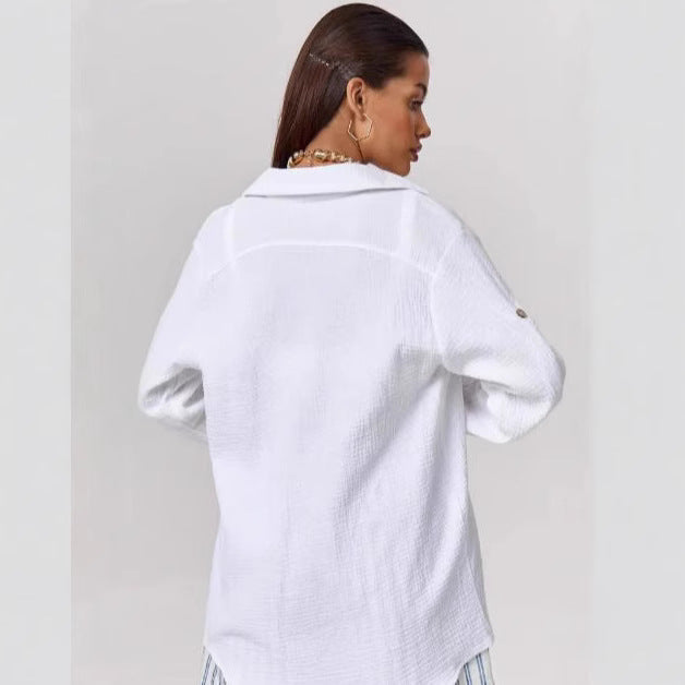 Damen lässige Sommerbluse mit Knopfdetail R&B