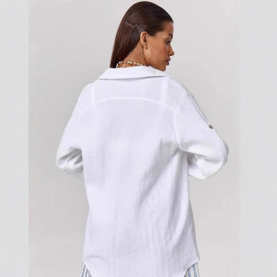 Damen lässige Sommerbluse mit Knopfdetail R&B