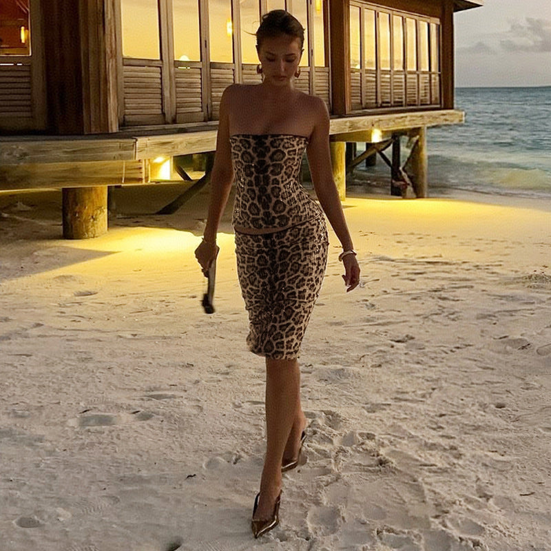 Damen Abendkleid mit trendigem Tiermotiv und Funkeleffekten R&B