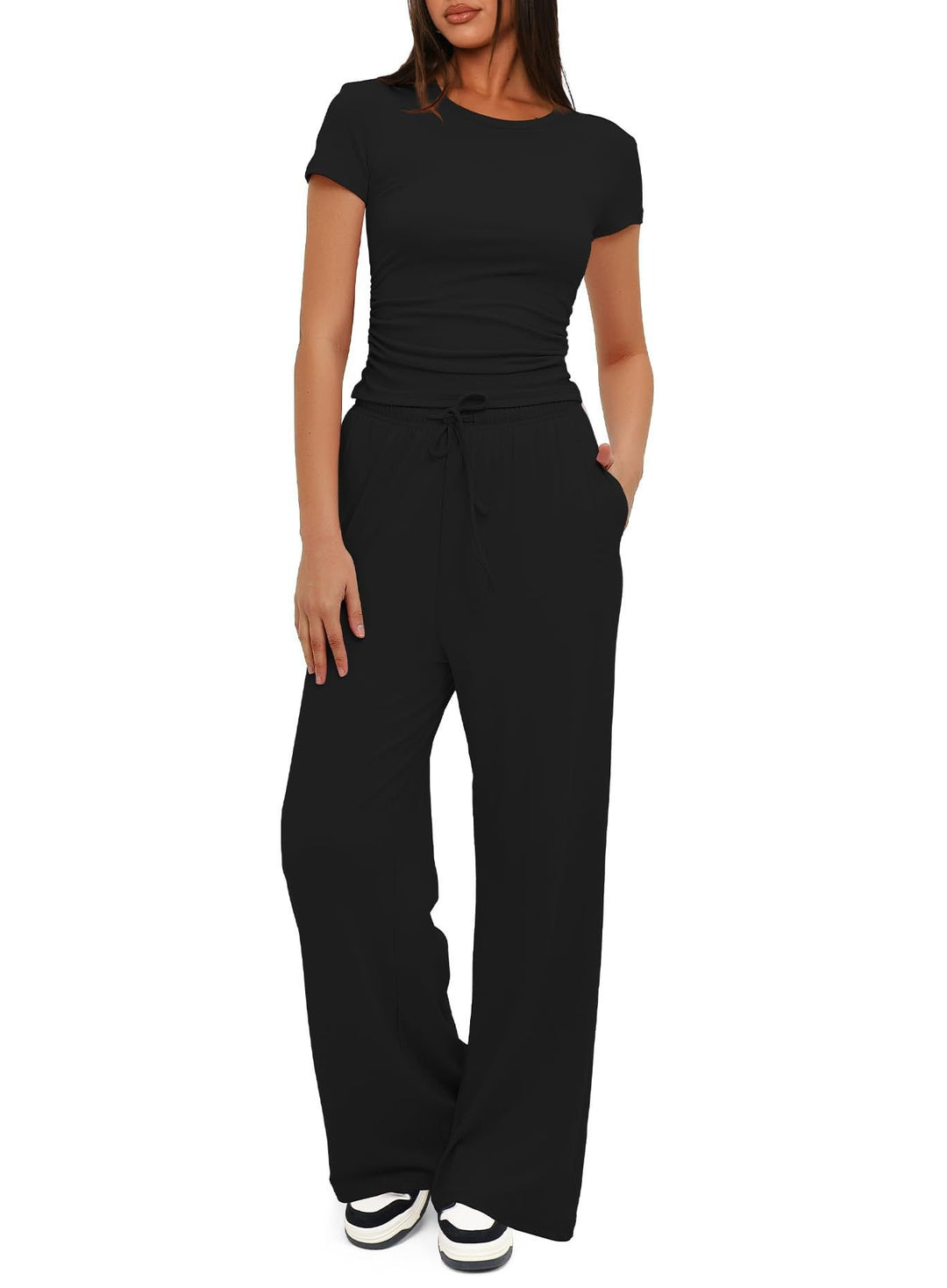 Damen Lässiges Lounge-Set mit weitem Oberteil und bequemen Hosen R&B