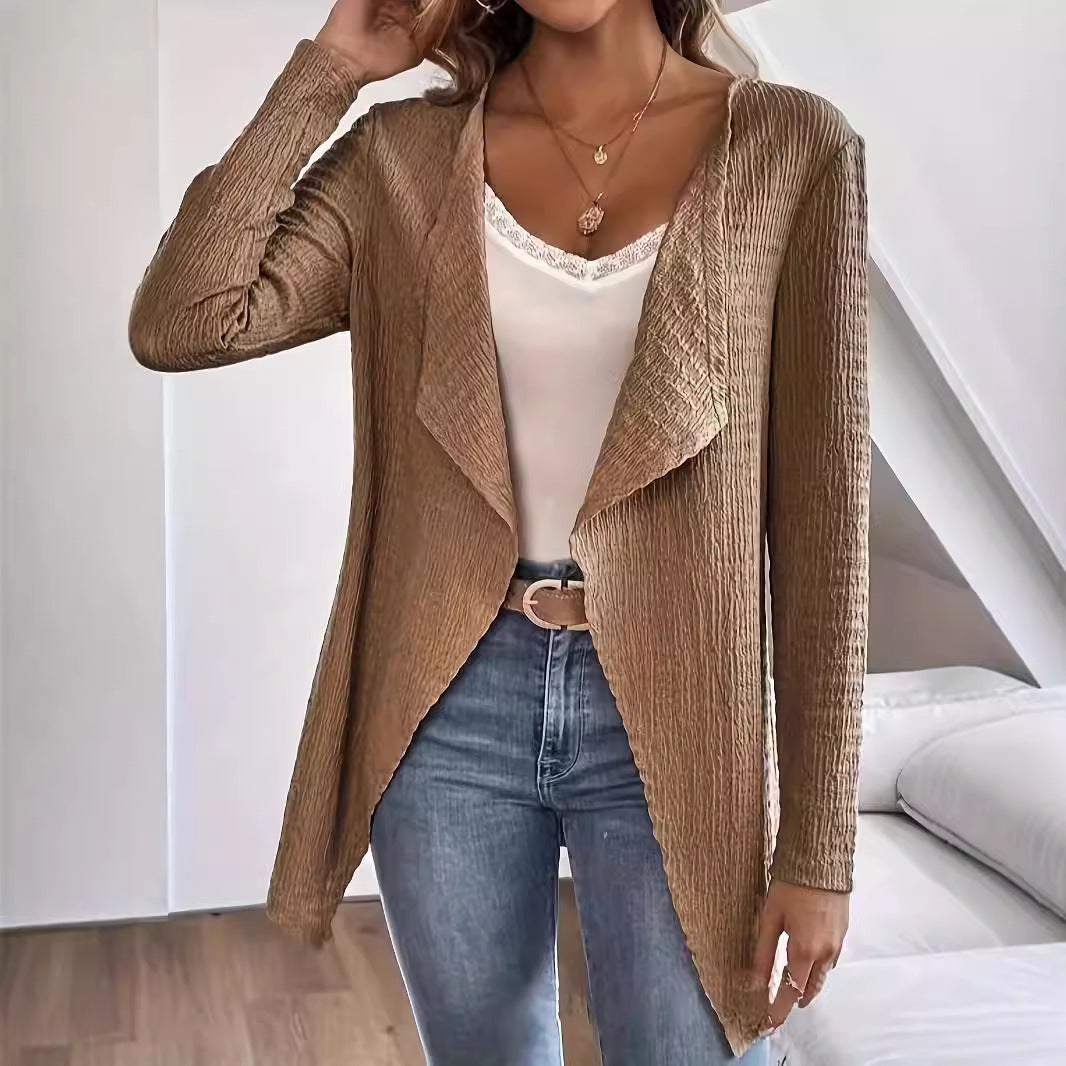 Damen eleganter Cardigan mit asymmetrischem Schnitt und strukturierter Oberfläche R&B