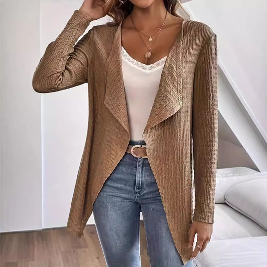 Damen eleganter Cardigan mit asymmetrischem Schnitt und strukturierter Oberfläche R&B