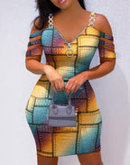 Damen Figurbetontes Kleid mit seitlichem Reißverschluss und modernen Trägerdetails R&B