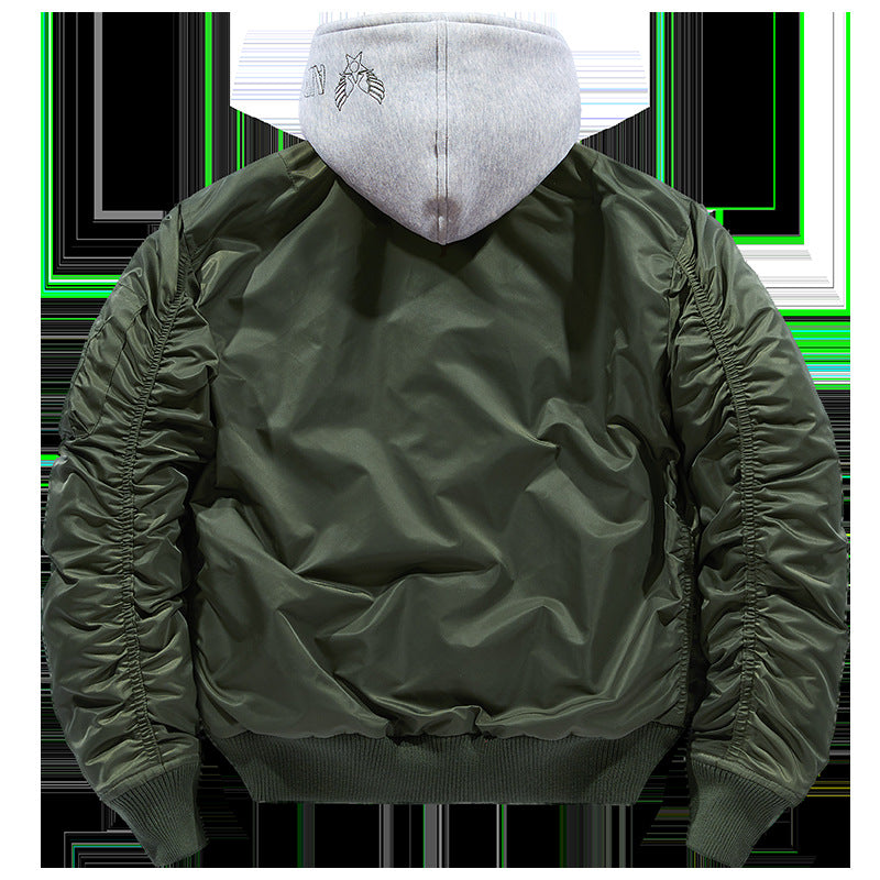 Herren Bomberjacke mit abnehmbarer Kapuze und praktischen Taschen R&B